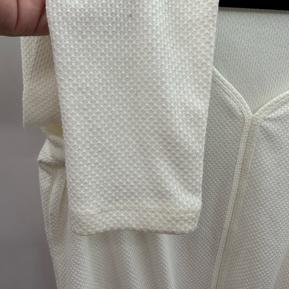 Loft textured white tie woman tie coastal grandma textured casual career top M - Picture 7 of 8